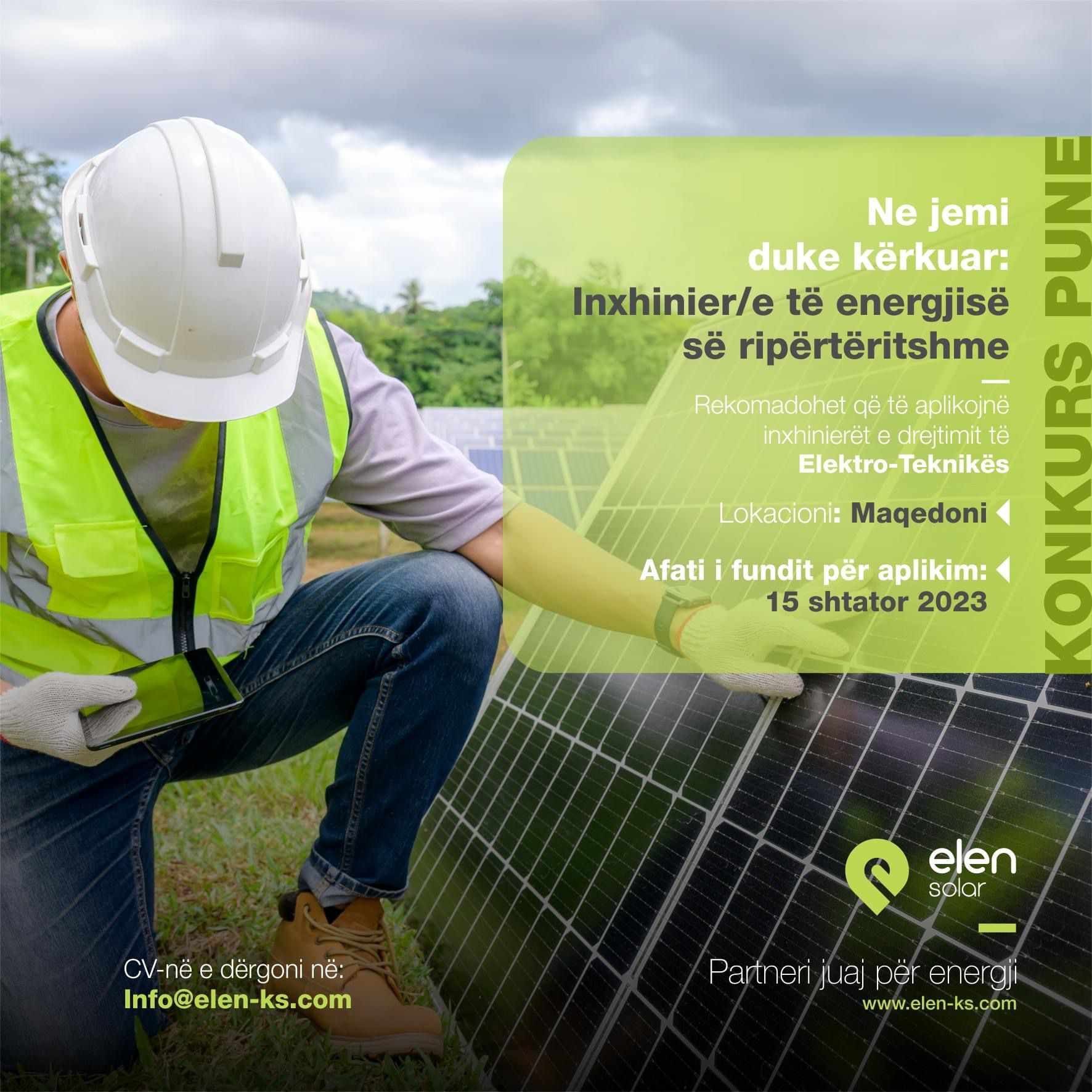 Inxhinier/e të energjisë së ripërtëritshme
